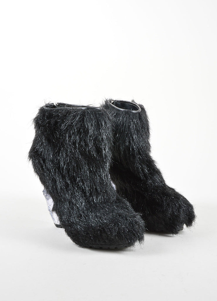 Chanel | Chanel Black Faux Fur Lucite Icicle Heel Fantasy Boots ...