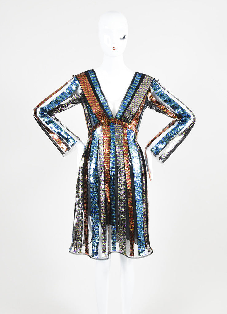 Rodarte | Multicolor Rodarte Sequin Striped Long Sleeve Dress – Luxury ...
