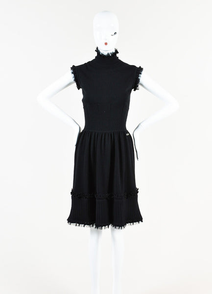 Chanel Black Cashmere Knit Turtleneck Sleeveless Dress – Luxury Garage Sale