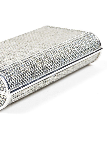 Silver Judith Leiber Rhinestone Minaudiere Clutch Bag – Luxury Garage Sale