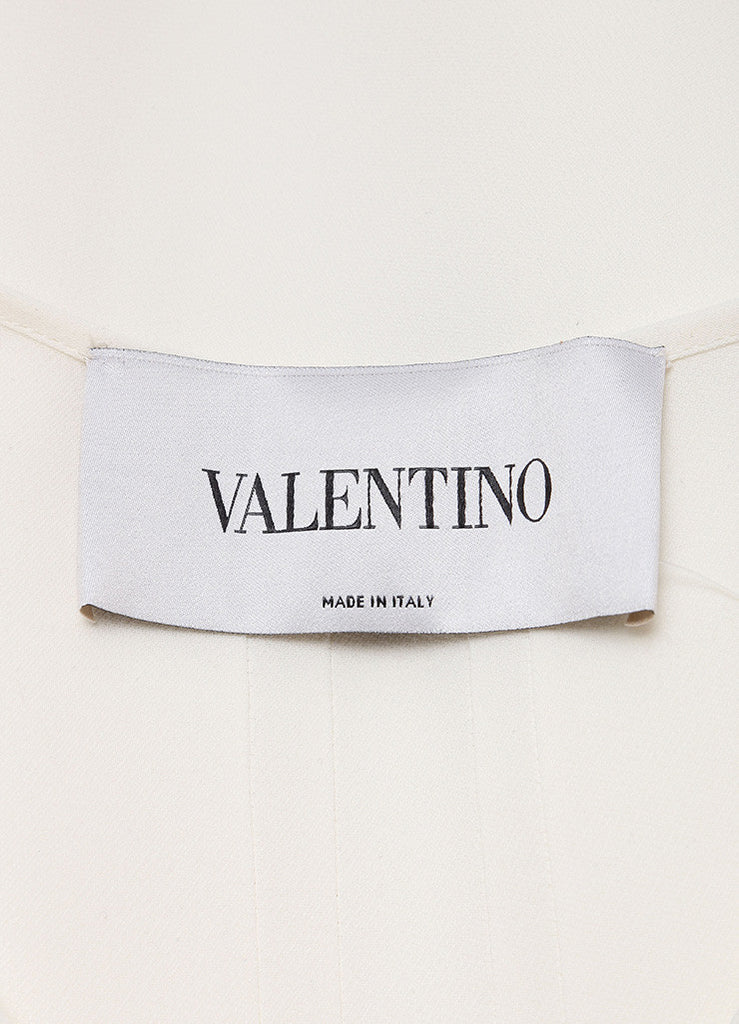 Valentino | Cream Cap Sleeve Ruffle and Pintuck Bodice Crepe A-Line ...