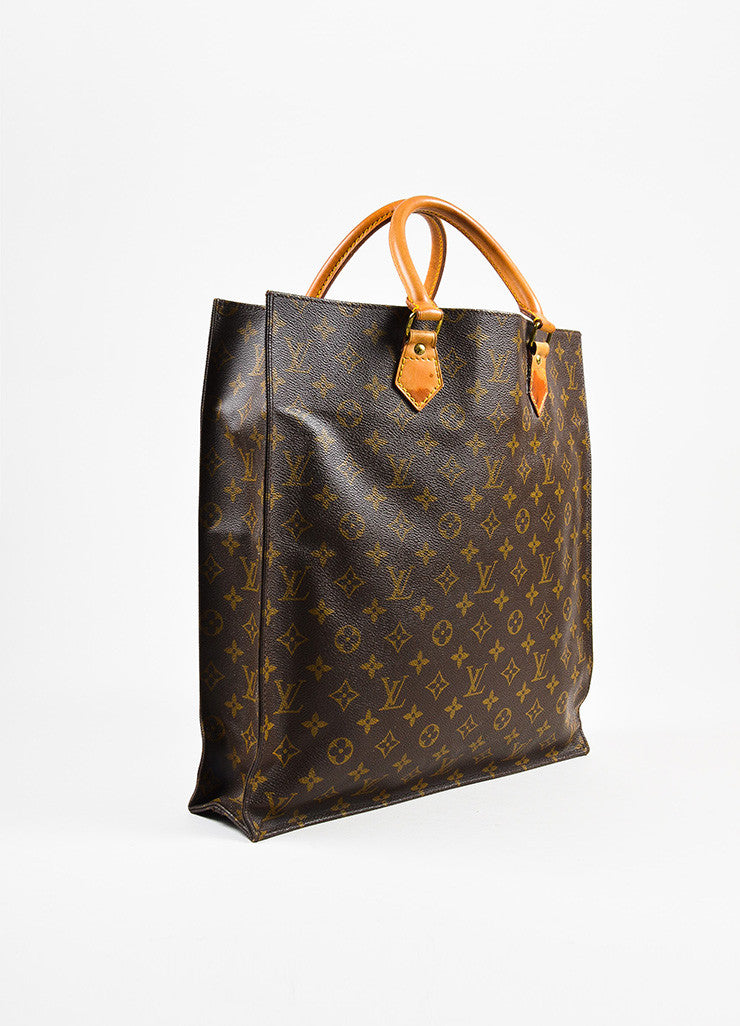 Louis Vuitton Brown and Tan Coated Canvas Monogram &quot;Sac Plat&quot; Tote Bag – Luxury Garage Sale