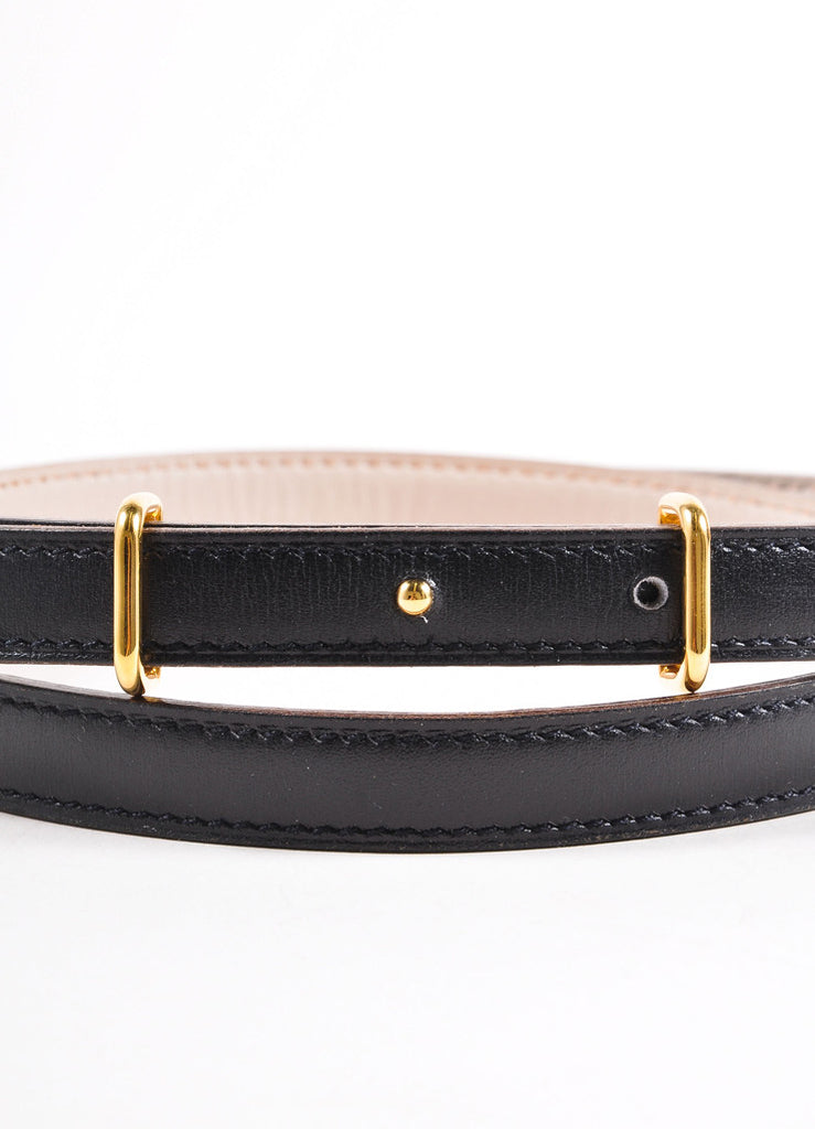 Hermes | Hermes Black Gold Prong Buckle Skinny Leather Belt – Luxury ...