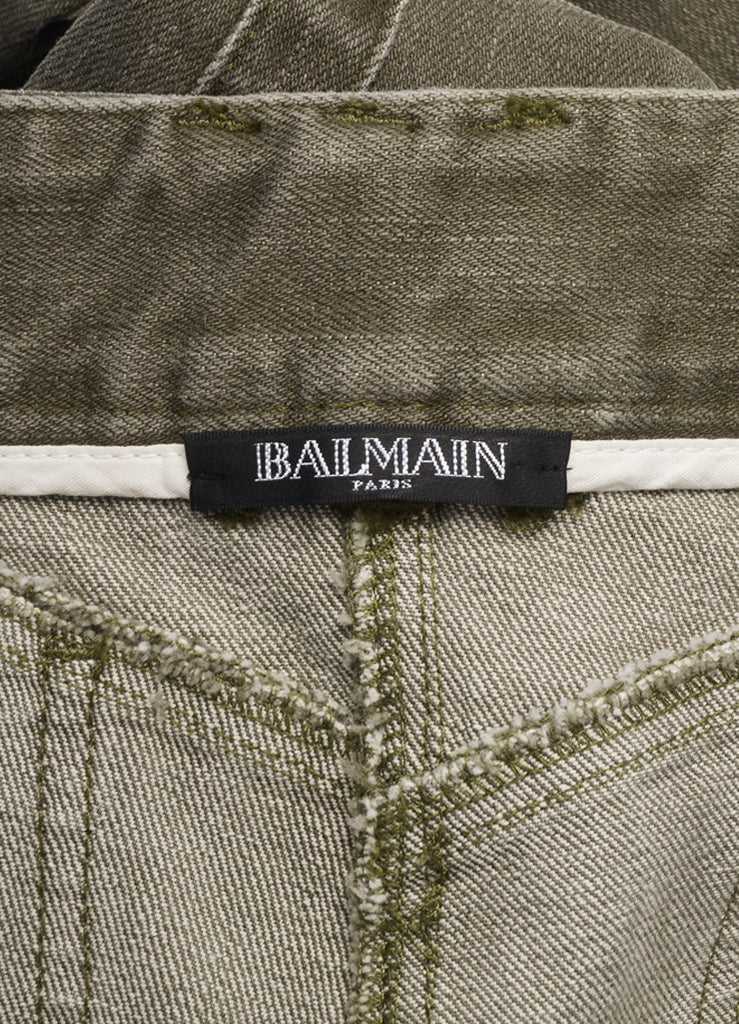 Balmain | New With Tags Grey Denim Distressed Zip Moto Jeans – Luxury ...