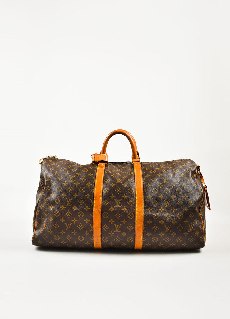 Louis Vuitton Brown Coated Canvas Monogram &quot;Keepall 55&quot; Duffle Bag – Luxury Garage Sale