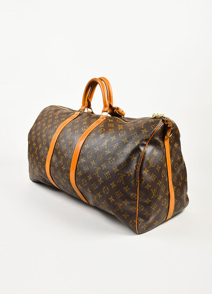 Louis Vuitton Brown Coated Canvas Monogram &quot;Keepall 55&quot; Duffle Bag – Luxury Garage Sale