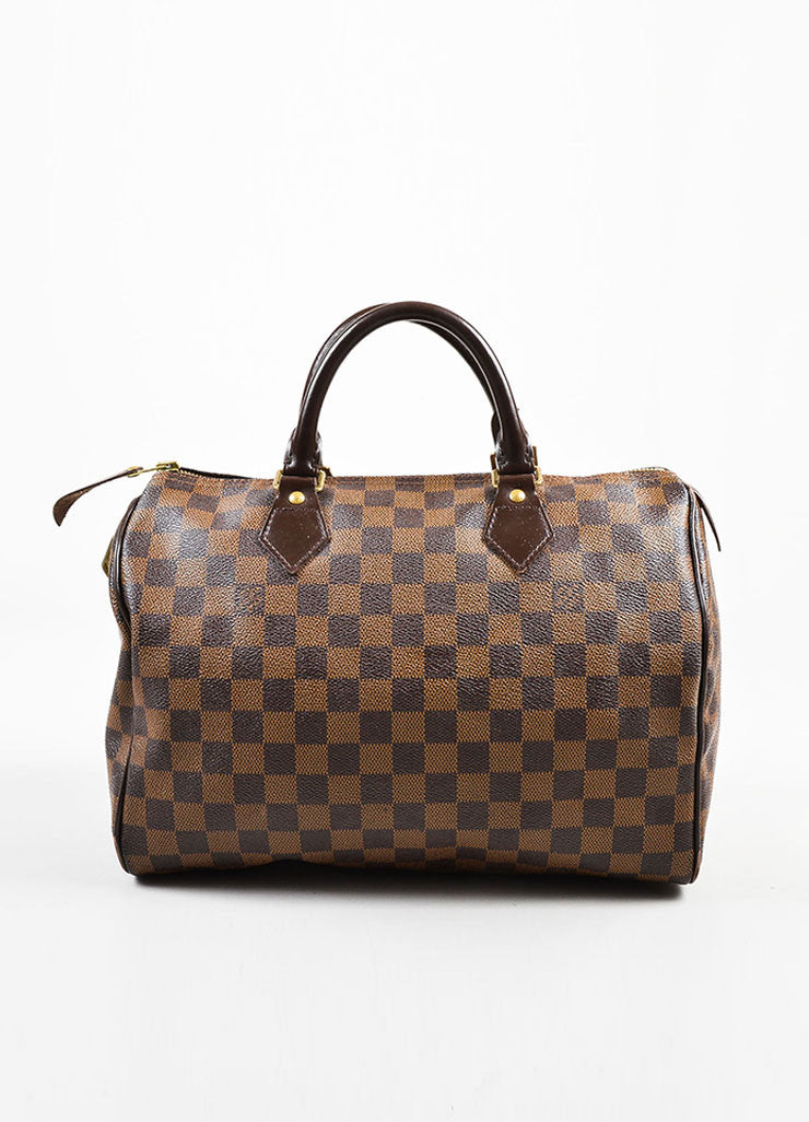 Louis Vuitton Brown Damier Ebene Canvas Leather Trim &quot;Speedy 30&quot; Bag – Luxury Garage Sale