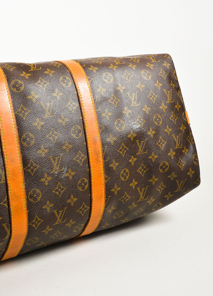 Louis Vuitton Brown Coated Canvas Monogram &quot;Keepall 55&quot; Duffle Bag – Luxury Garage Sale