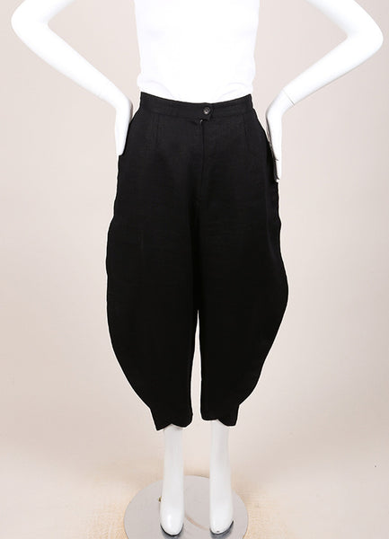 Black Linen Paneled High Waist Cropped Trouser Pants – Luxury Garage Sale