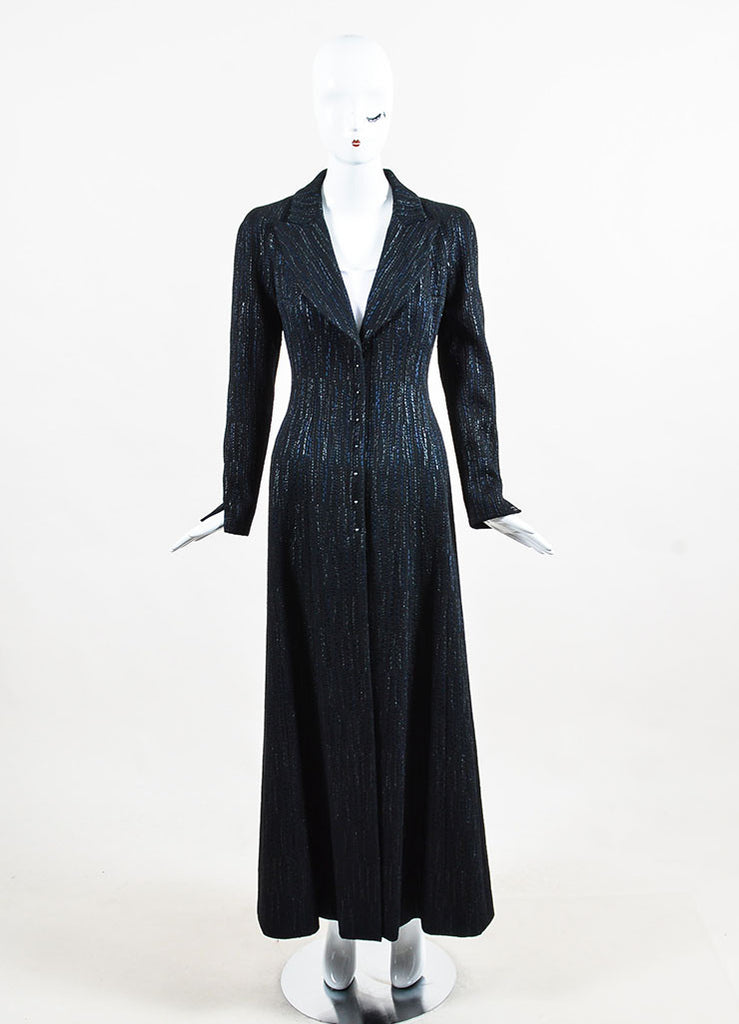 Chanel | Black Chanel Wool Blend Metallic Tweed Full Length Coat ...