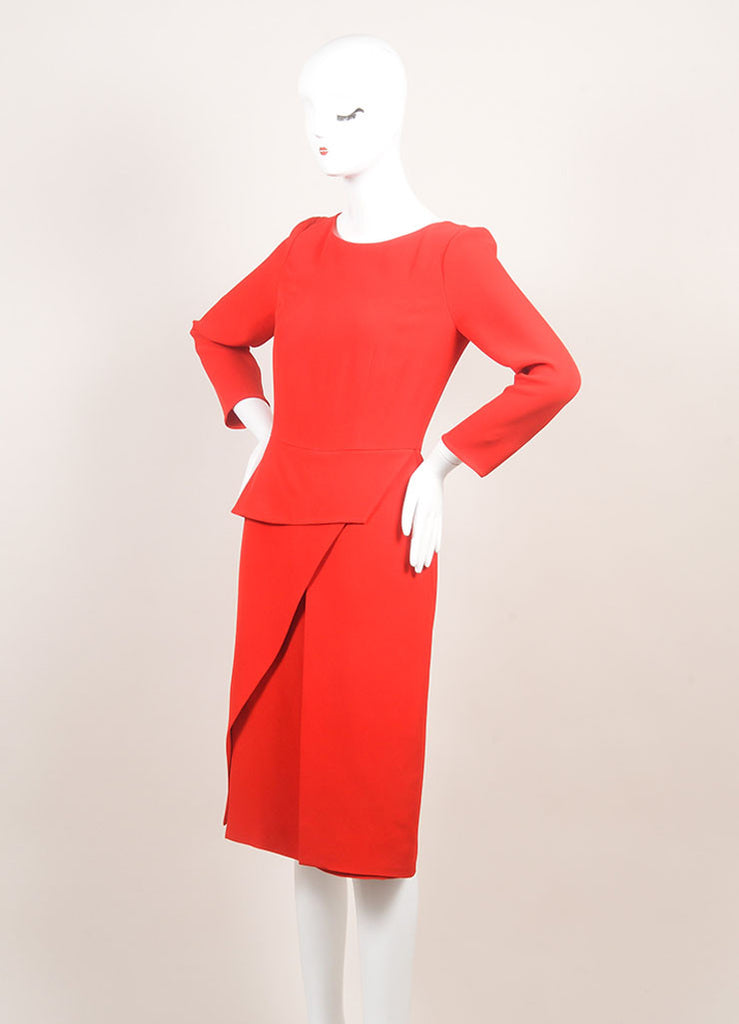 Christian Dior | New With Tags Red Silk Long Sleeve Asymmetrical Peplum ...