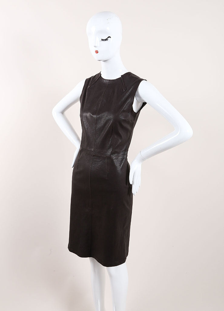 Bottega Veneta Brown Leather Sleeveless Sheath Dress – Luxury Garage Sale