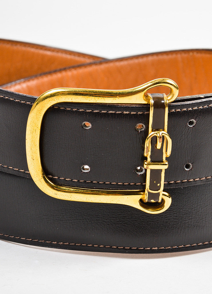 Men&#39;s Hermes Brown Leather Gold Toned Buckle Belt – Luxury Garage Sale