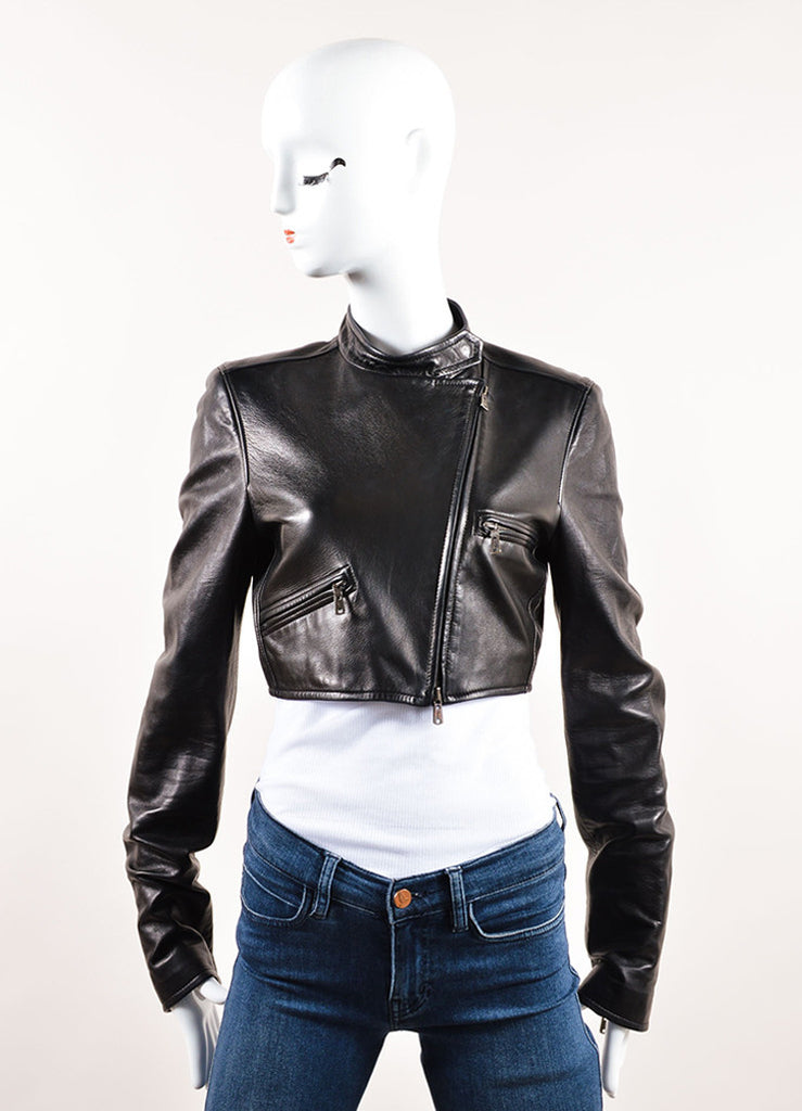 Yves Saint Laurent | Yves Siant Laurent Black Leather Cropped Moto ...