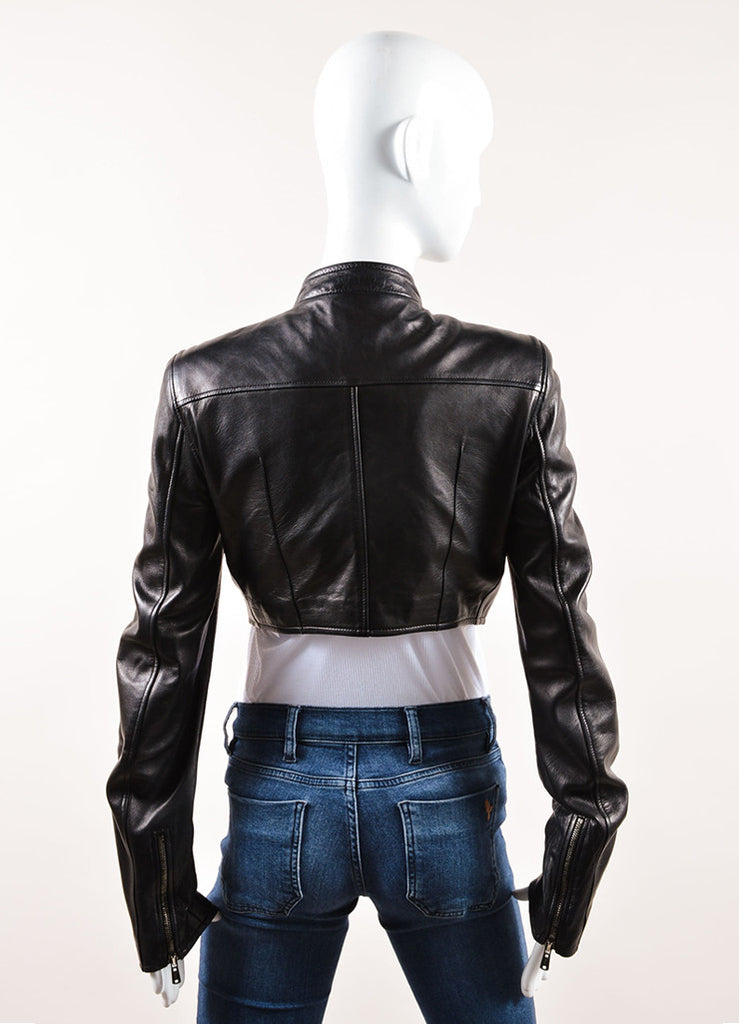 Yves Saint Laurent | Yves Siant Laurent Black Leather Cropped Moto ...