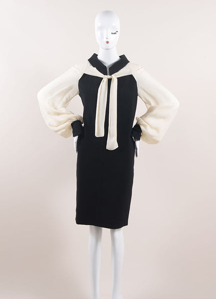 Chanel Black and Cream Cotton and Silk Tie Shift Dress – Luxury Garage Sale