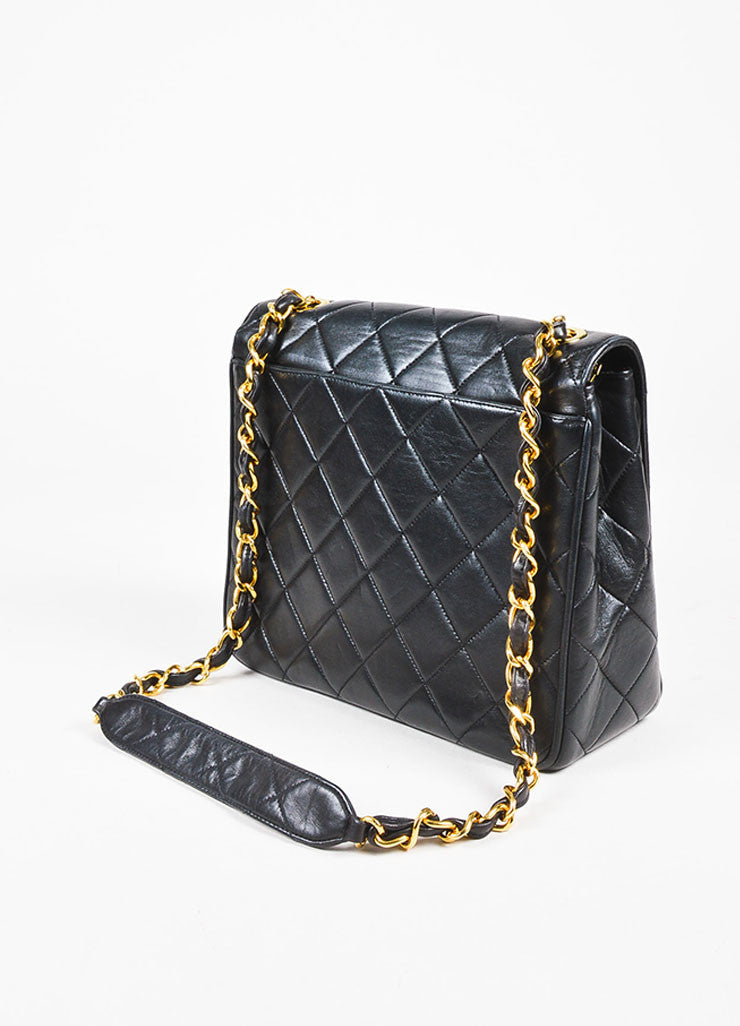 Chanel Black Quilted Leather Gold Chain Strap &quot;CC&quot; Lock Shoulder Bag – Luxury Garage Sale