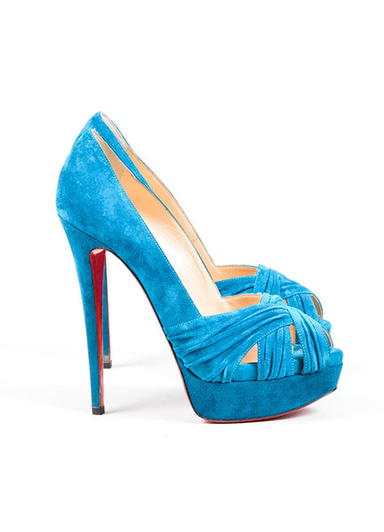 Christian Louboutin Teal Suede Ruched 