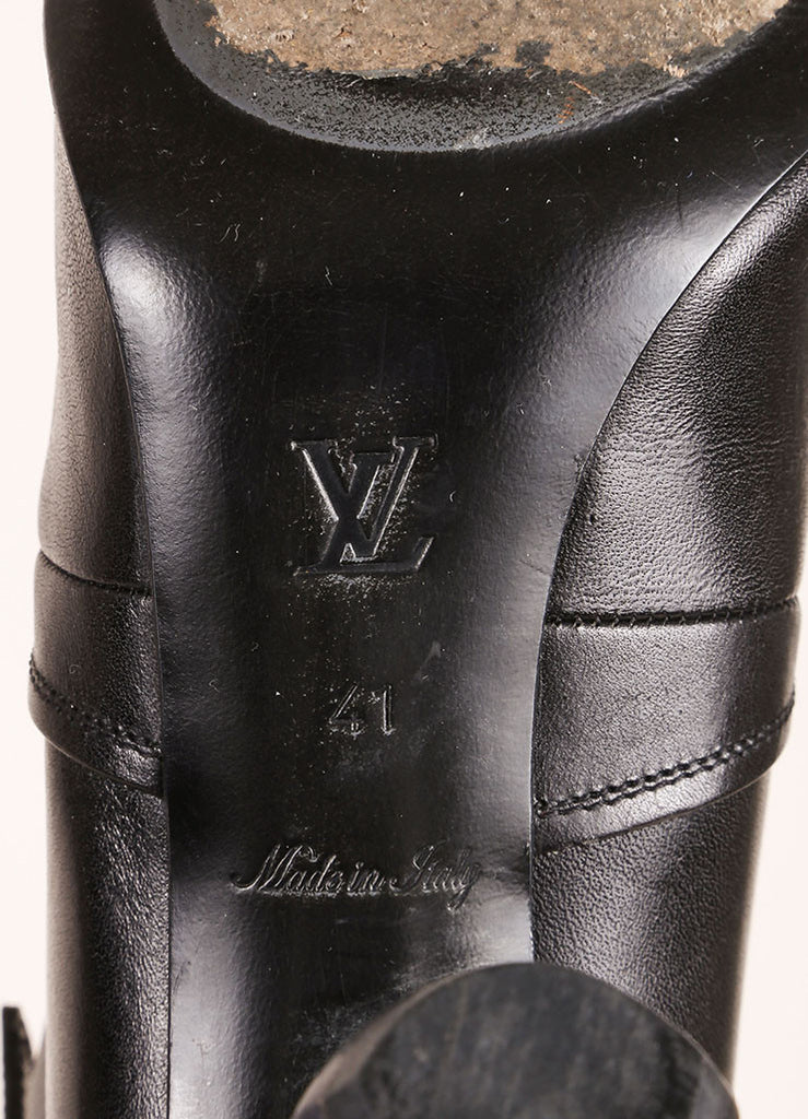 Louis Vuitton | Black Leather Buckle Knee High Pointed Toe Boots ...