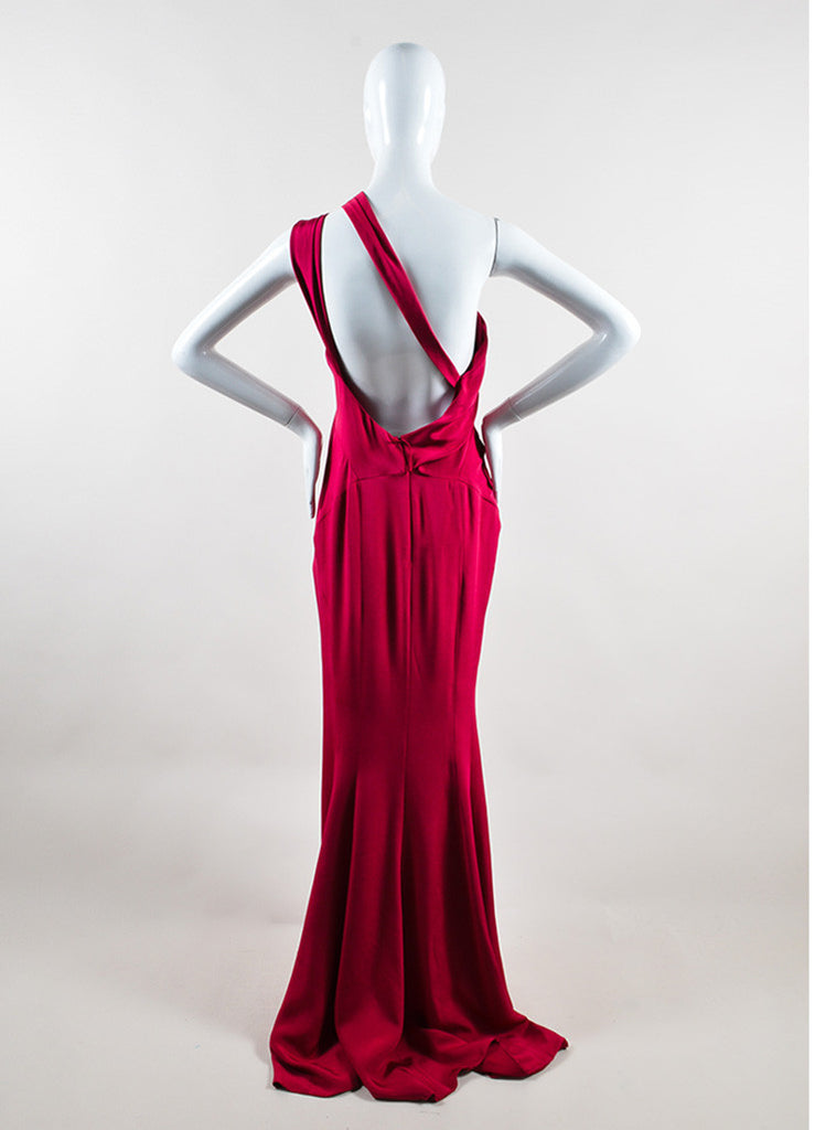 J. Mendel | J. Mendel Berry Fuchsia Red Silk One Shoulder Gown – Luxury ...