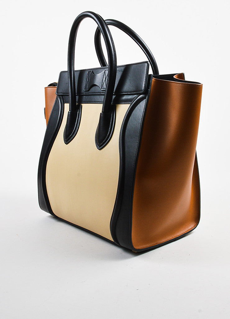 Black Camel Nude Celine Leather Tricolor &quot;Mini Luggage&quot; Tote Bag – Luxury Garage Sale