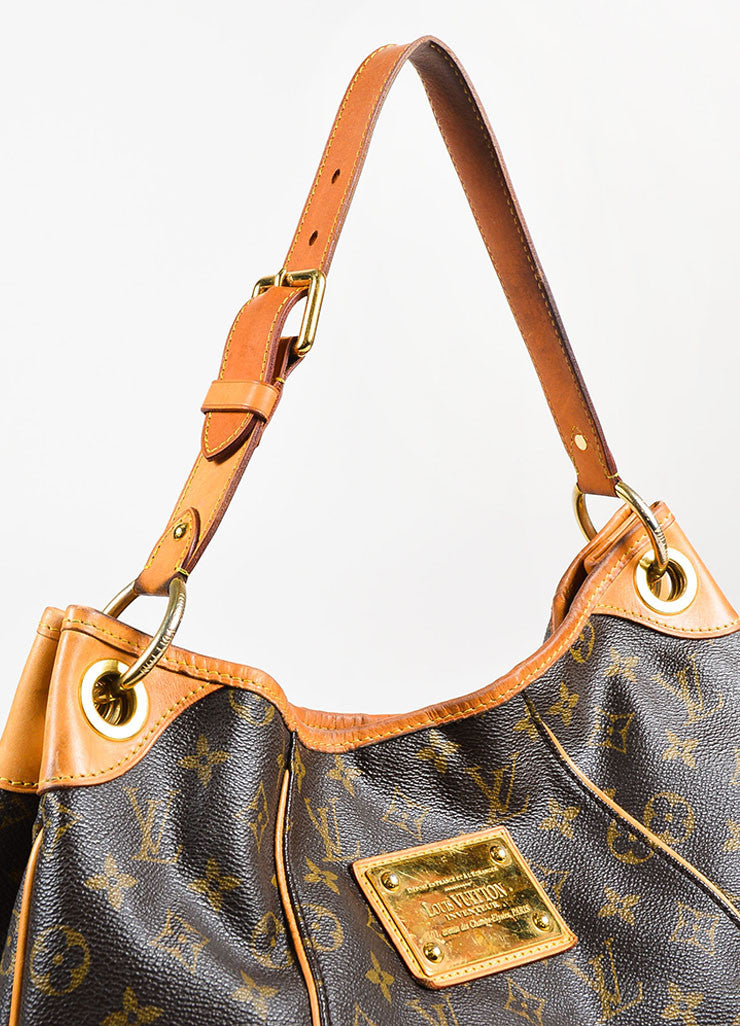 Louis Vuitton Shoulder Bag PM Brown Leather Galleria Monogram