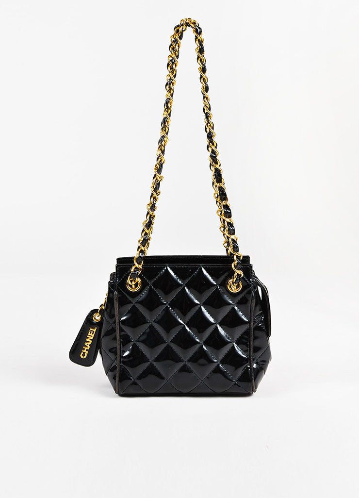 Quilted Black Shoulder Bag With Gold Chain | IUCN Water