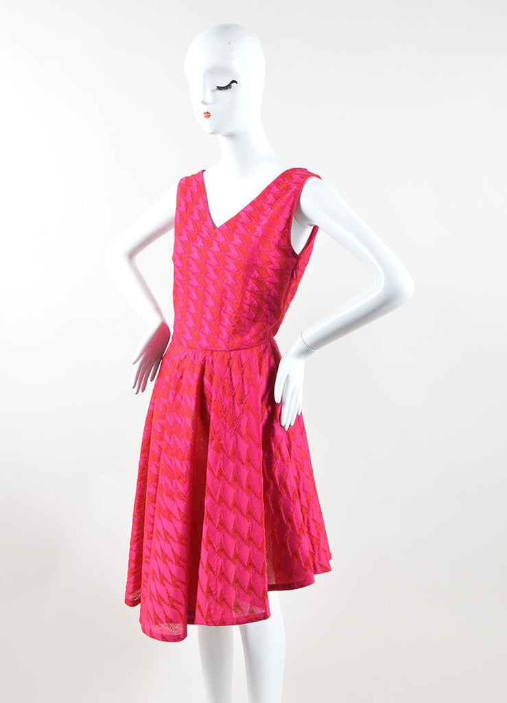 Christian Dior | Christian Dior Pink Red Mattelasse Knit Skater Dress ...