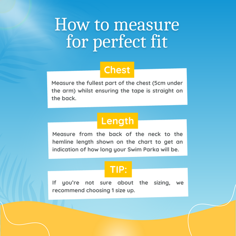 Schmik Size chart. How to measure a Schmik swim parka