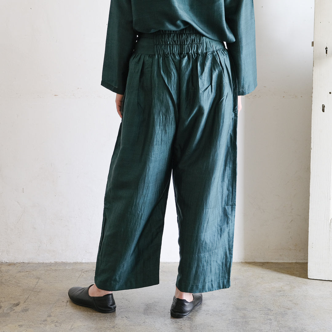 ［BUNON］Wide Belt Tuck Pants