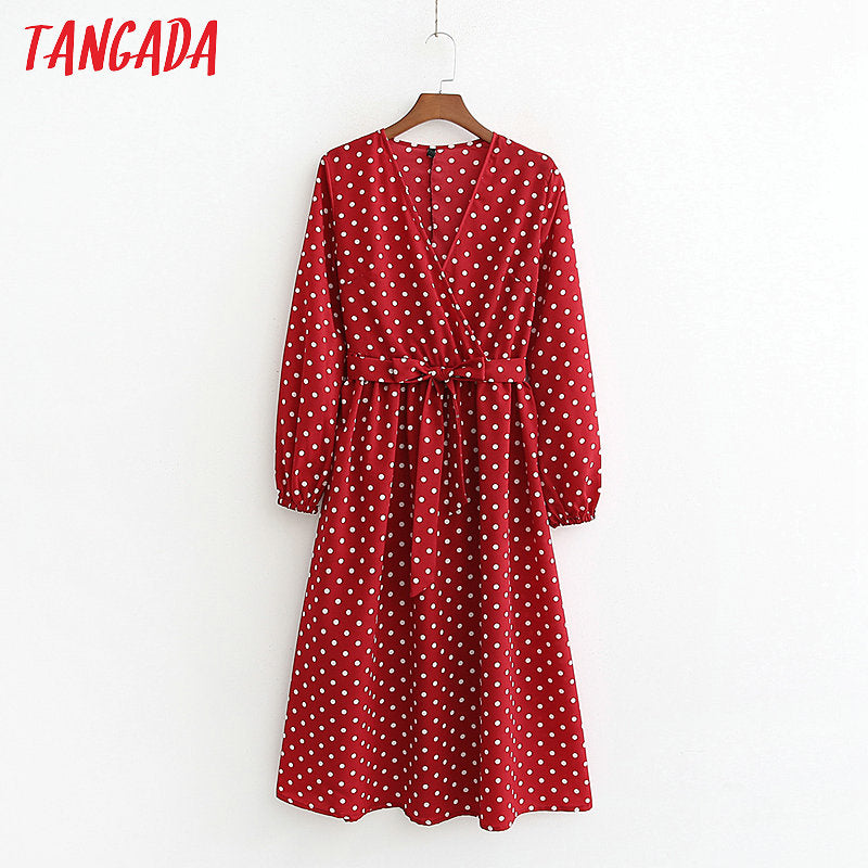 red polka dot dress long sleeve