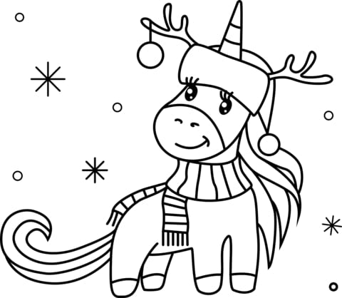 disegno-unicorno-natale-da-colorare