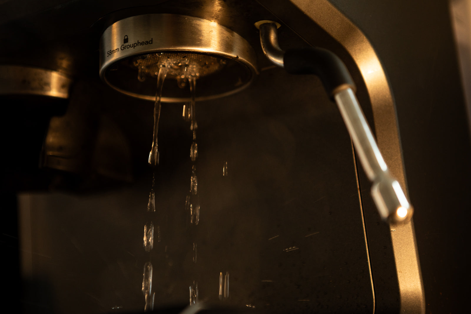 Espresso water pouring from machine