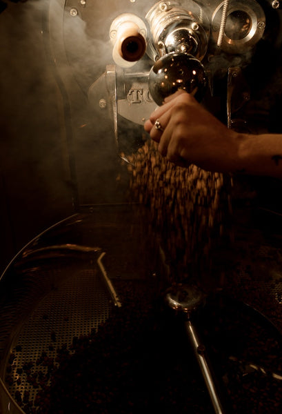 smoke escaping from coffee roaster