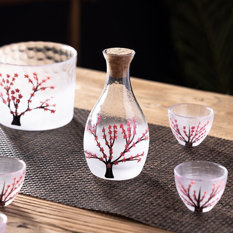 Retro japanischen Stil Keramik Sake Set Weiß, Türkis Elegante Sake