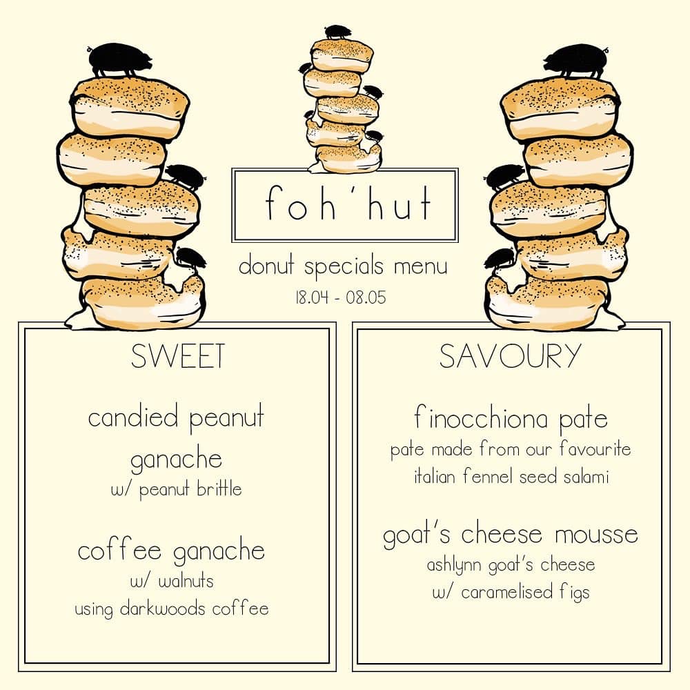 donut menu at friends of ham leeds in collaboration wtih doh'hut