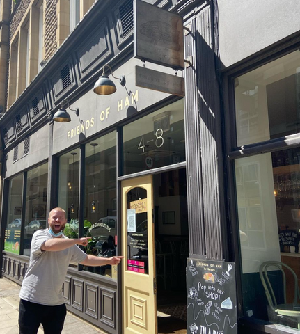 andy outside friends of ham leeds on opening day may 2021