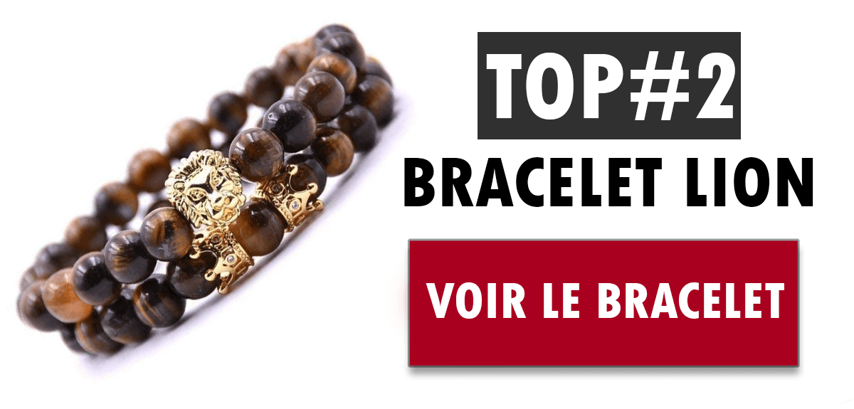 bracelet lion top 2 pour homme en perle