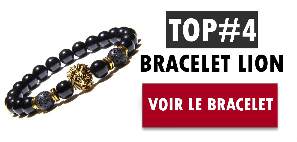 Le bracelet en perles noires avec une tête lion