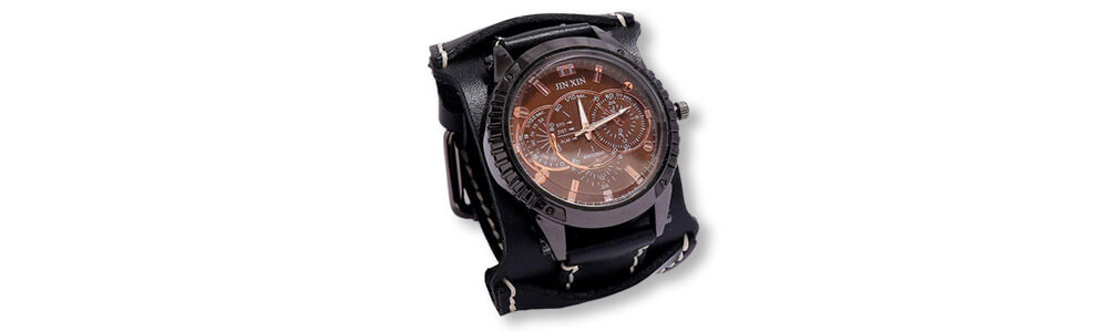 Bracelet de force noir avec montre
