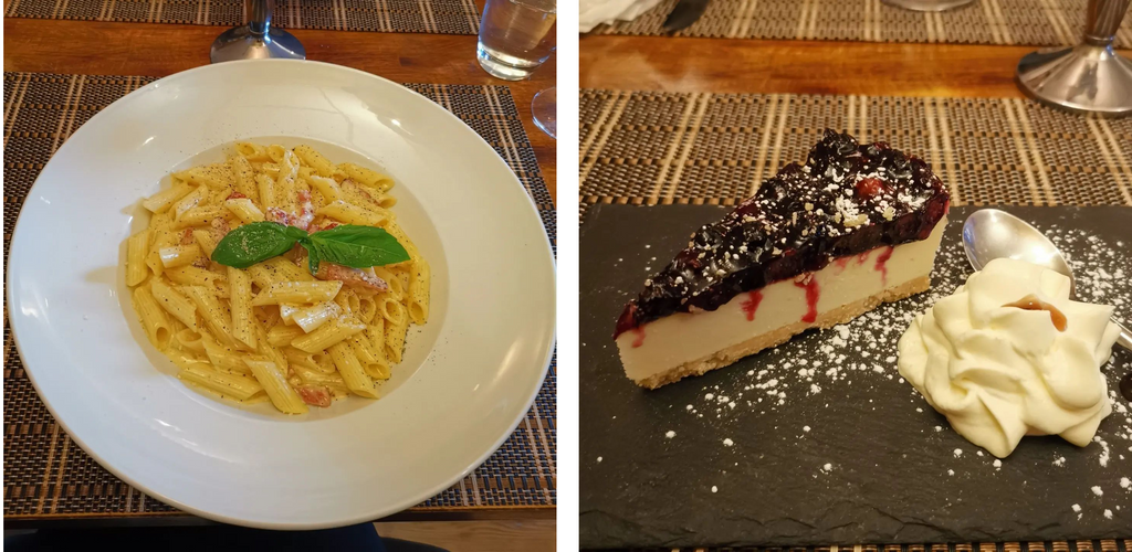 gluten free pasta and cheescake