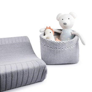 moss knitted baby basket made of organic cotton