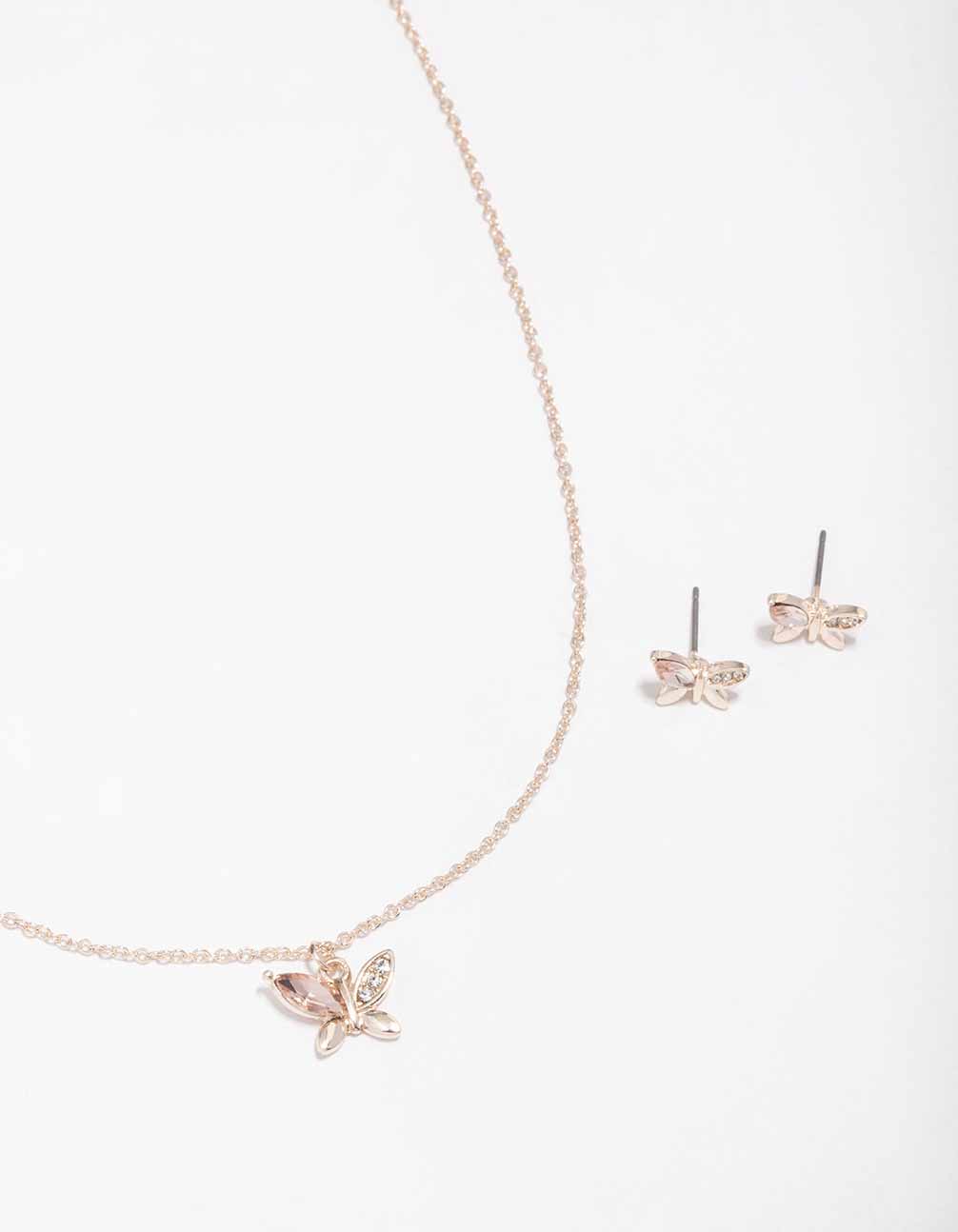 24 Kt Gold Plated Jasmine Flower Diamante Necklace Set – Estele