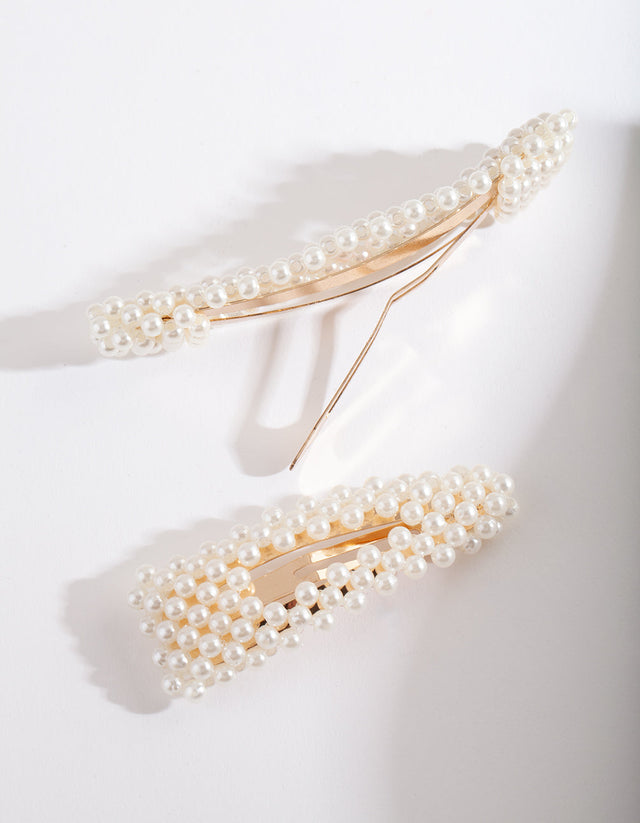 Gold Pearl Triangle Hair Clip Duo - Lovisa