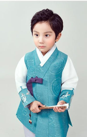 Boys Korean hanbok children's traditional clothing blue