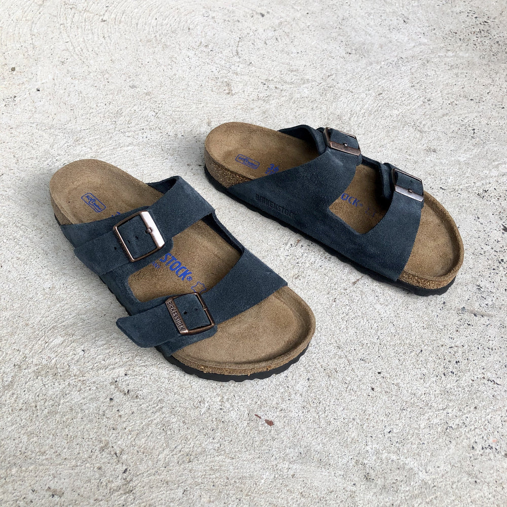 navy suede birkenstocks