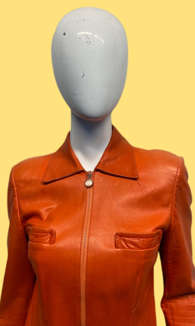 Tom Ford x Gucci Orange Leather Moto Jacket – The Buis