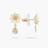 Gold thread flower post earrings