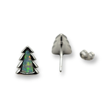 Winter Pine Tree Opal Sterling Silver Stud Earrings - Travelers Trade Post