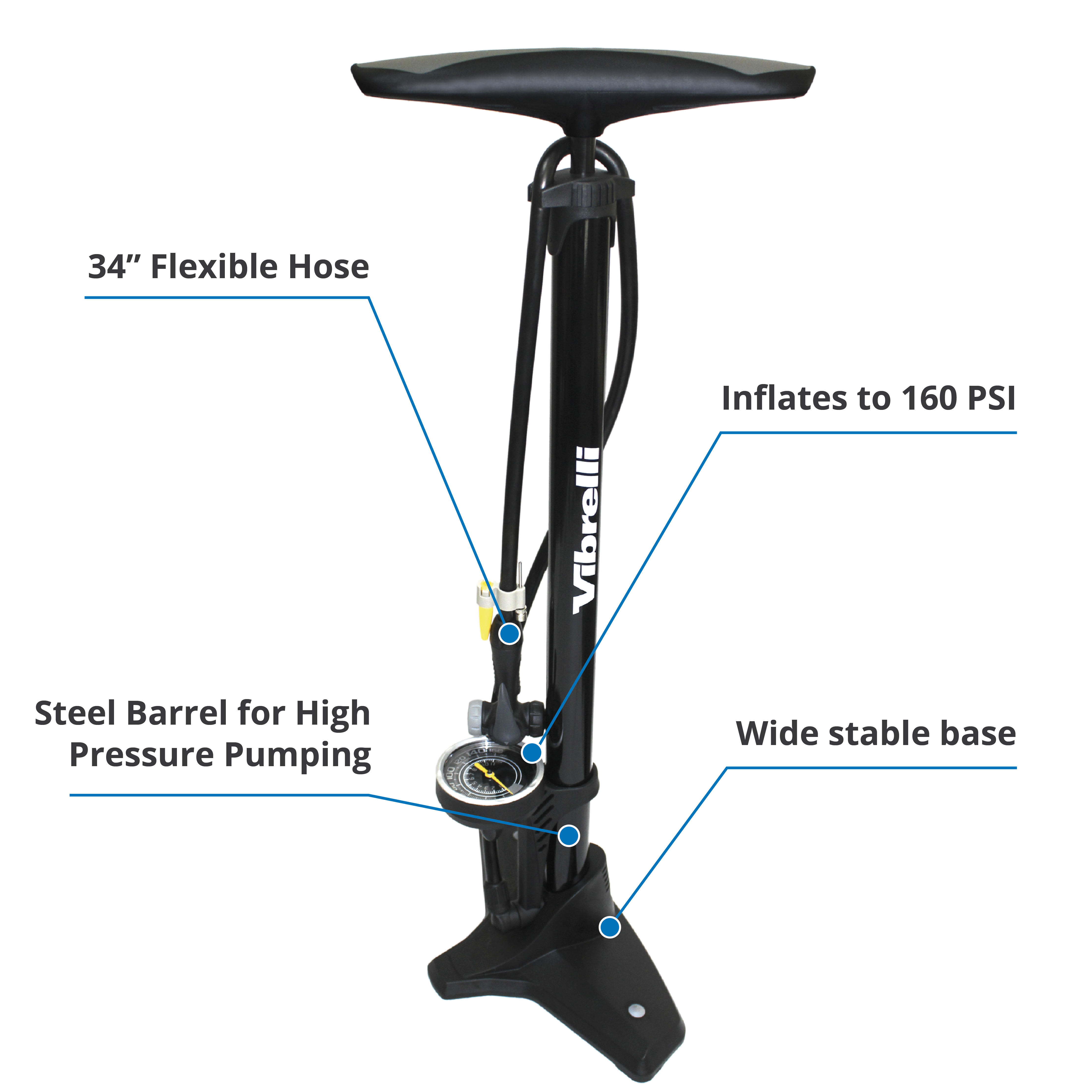 vibrelli performance bike floor pump